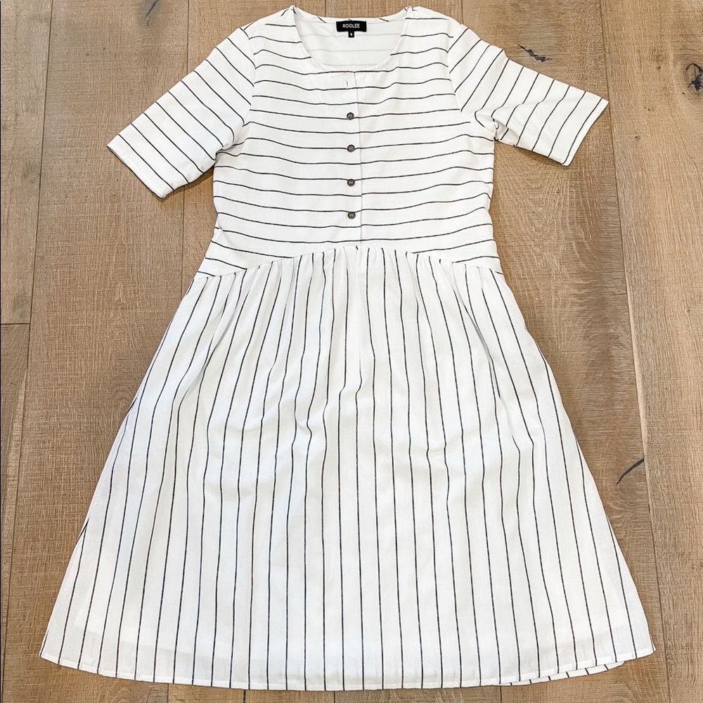 Size small Roolee gray and white stripe dress